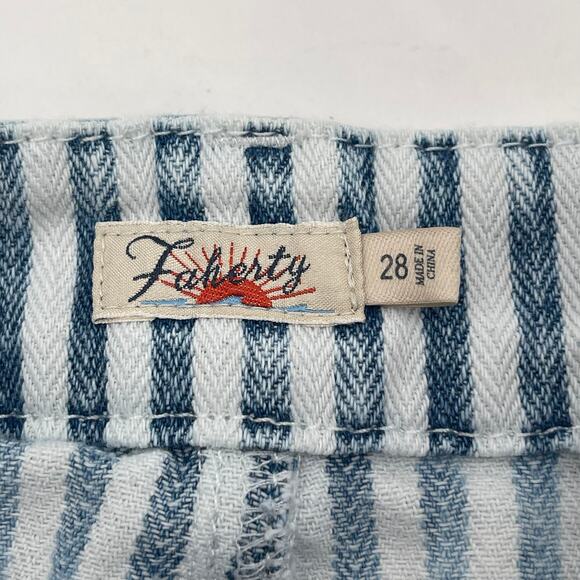 FAHERTY Topsail Shorts Size 28 Denim Jean Stripes Faded Cotton Blend Indigo Dyed - Picture 4 of 14